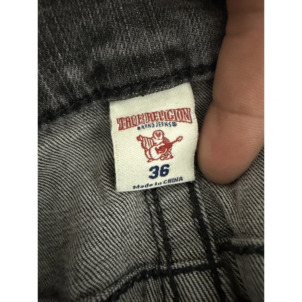 True Religion World Tour Straight Seat Acid Wash Men's Jeans Sz 36x32 Red stitch - Picture 5 of 10